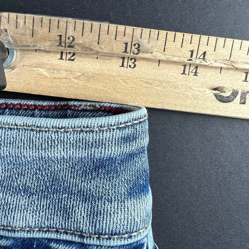Edgely Jean Short Women 26* High Rise Light Blue Faded Cut Off Denim Jorts Tag 0